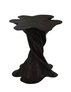 Sculptural Bronze Side Table (Black Marble), Cast Waltz Design