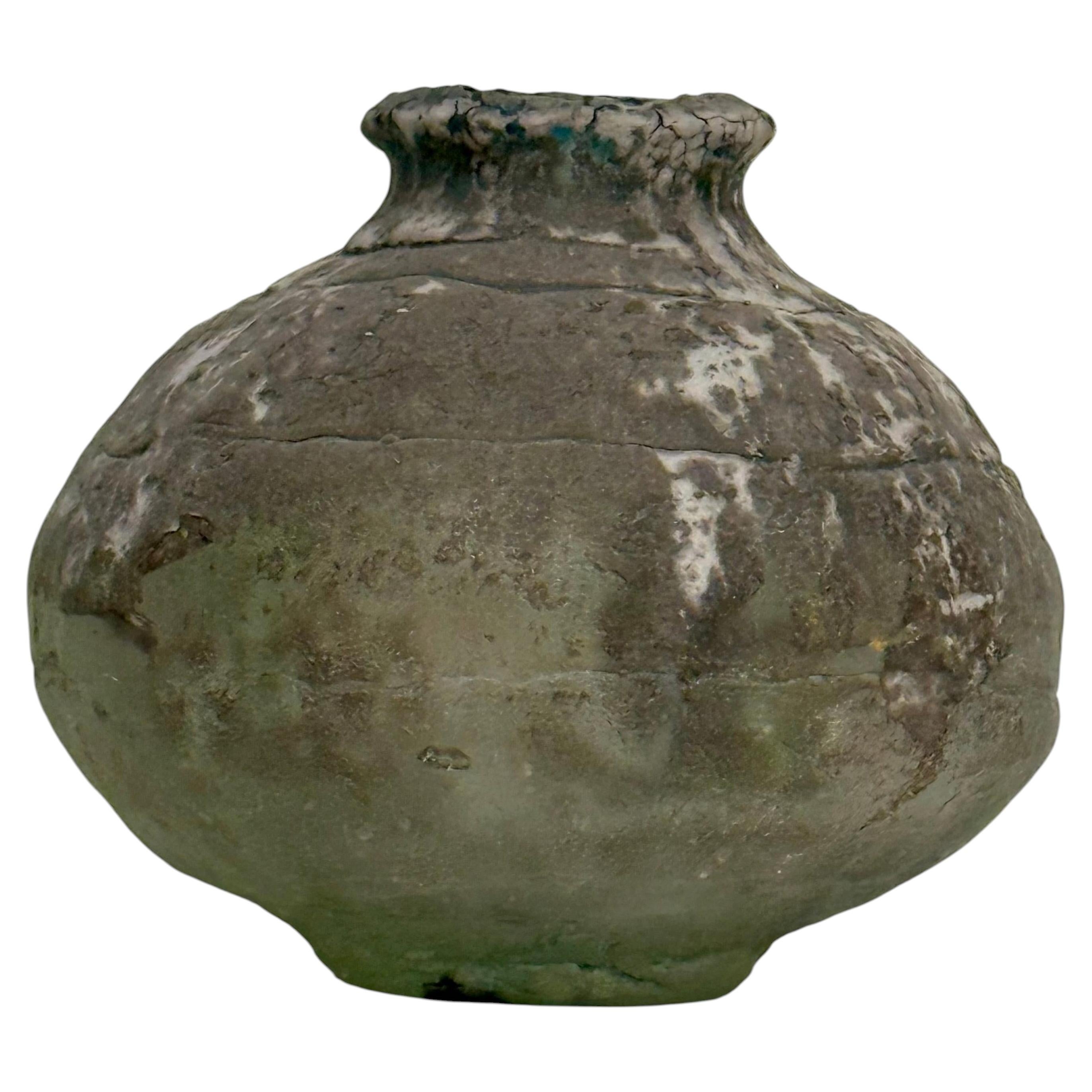 Shun Kumagai Contemporary Japanese Round Cast Glass Vase For Sale