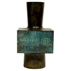 Katsumine Vintage Modernist Bronze Vase Japan