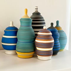 Mark Boguski Lidded Ceramic Jars, Mid-Century Design, c1970s, USA