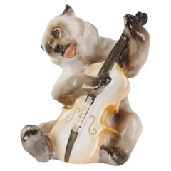 Porcelain Figure "Bear with a Contrabass", ЛФЗ - Leningrad Porcelain, 1950s