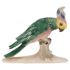 Large Faience Figure "Parrot", Germany by Hertwig & Co., 1941 - 1958