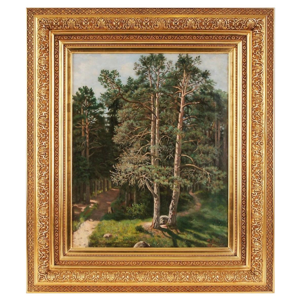 Painting "Forest Landscape", Russia (Russian Empire) By Lebedev A., 1896