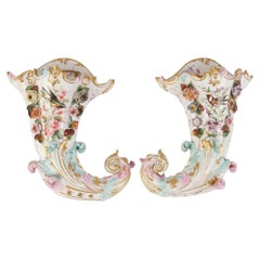 A Pair of Porcelain Wall Vases "Cornucopias" Jacob Petit, Middle of 19th Century