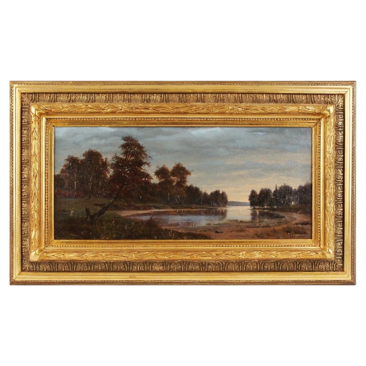 Dipinto "Paesaggio serale", Russia, di Kazantsev V., fine del XIX secolo in vendita