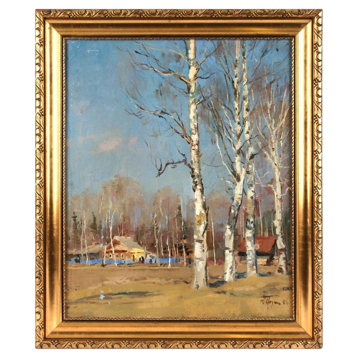 Painting "Spring", Russia (Ussr) By Podlyaskiy Yuri, 1956 For Sale
