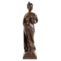 Bronzeskulptur „Sapho“, Frankreich, von Alphonse Henri Nelson, Anfang des 20. Jahrhunderts