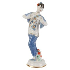 Porcelain Figure "Dancing Chinese Woman", Russia By Dmitrov Factory