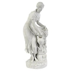 Large Biscuit Figure "Girl With A Jug", France, Late 19th Century