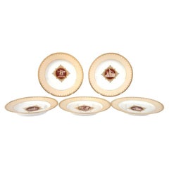 Set of 5 Decorative Plates, Denmark By Royal Copenhagen, 1830-1845