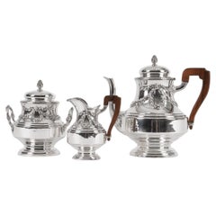 Silver 3 Piece Coffee Set, France by Tetard Freres (Tfres), Beg. of 20th Century