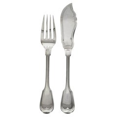 Set of 24 Silver Fish Flatware, France by Ravinet D'enfert Et Cie, 1920s - 1930s