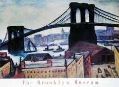 Original Vintage "View of Brooklyn Bridge" Unframed Poster by Samuel Halpert