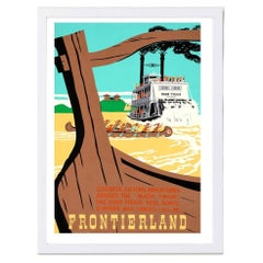 Disneyland - Frontierland "Mark Twain" White Frame Poster, 1955