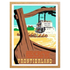 Disneyland - Frontierland "Mark Twain" Oak Frame Poster, 1955