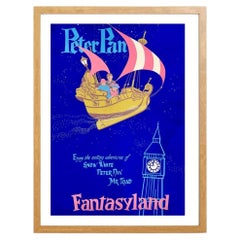 Disneyland - Peter Pan's Flight - Fantasyland Oak Frame Poster, 1955