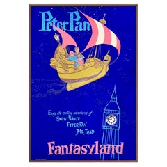 Disneyland - Peter Pan's Flight - Fantasyland Walnut Frame Poster, 1955