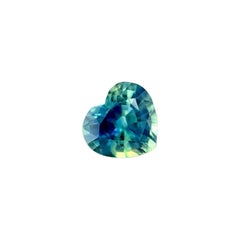 Único 1,23ct Zafiro Natural Verde Vivo Azul Talla Corazón Gema Rara 6,8x6,3mm VS