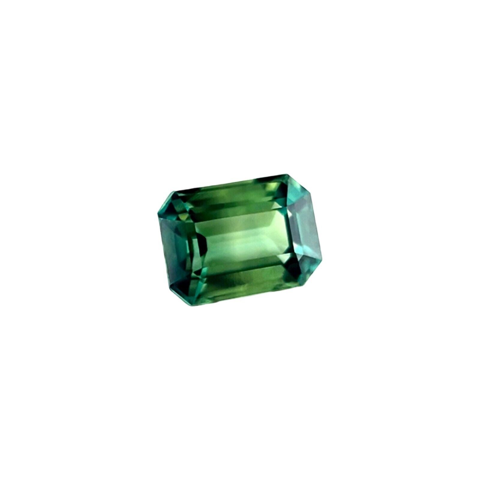 Zafiro verde azul sin tratar certificado GIA 0,98 ct talla octogonal esmeralda 6x4,5 mm en venta