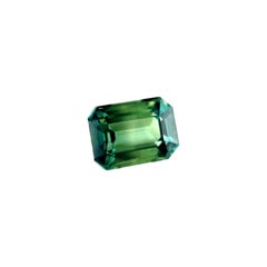 Zaffiro verde blu non trattato certificato GIA 0,98ct Taglio smeraldo ottagonale 6x4,5mm