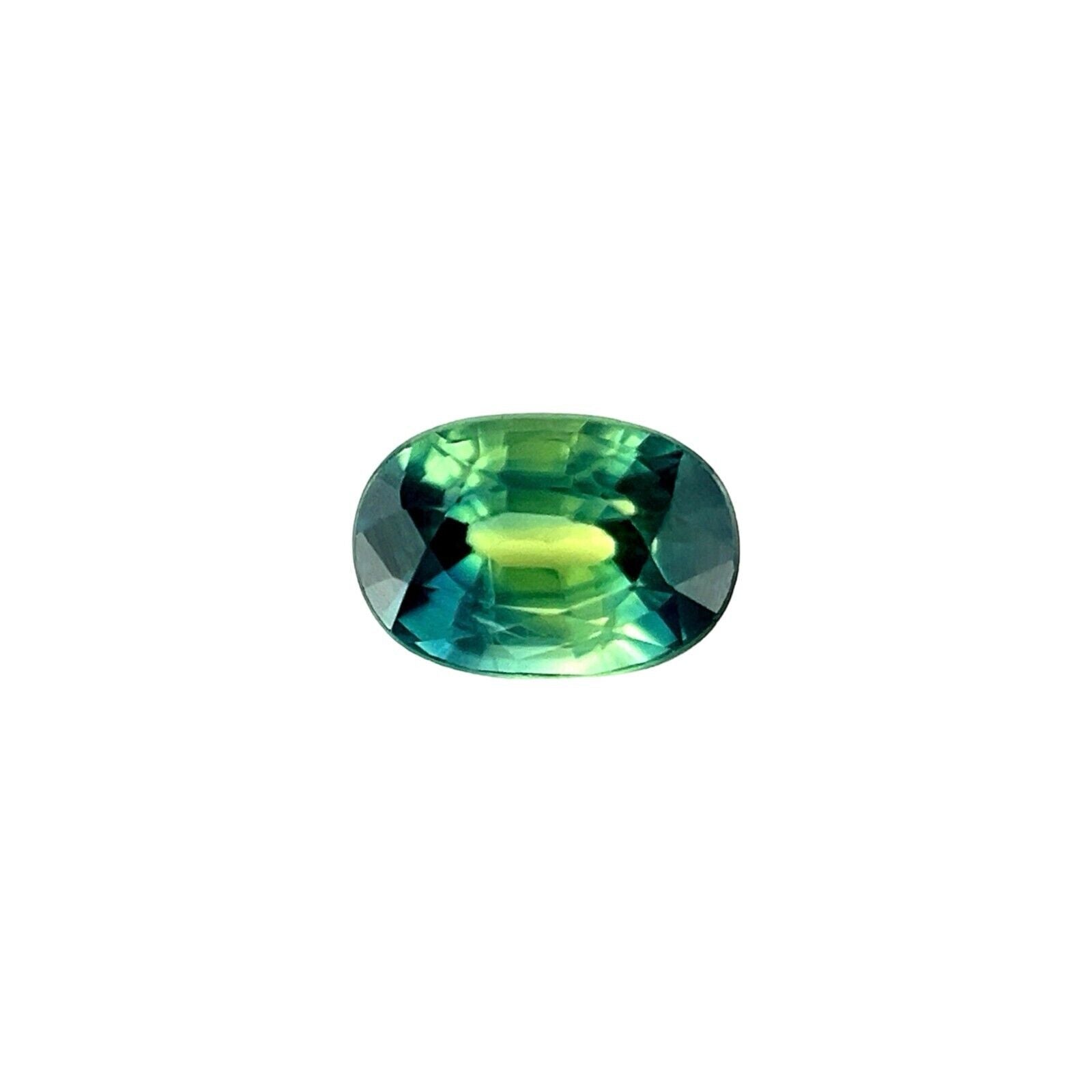 Gema única de 1,13 ct de zafiro de Ceilán de color parcial azul verde talla oval 6,2x4,3 mm VS