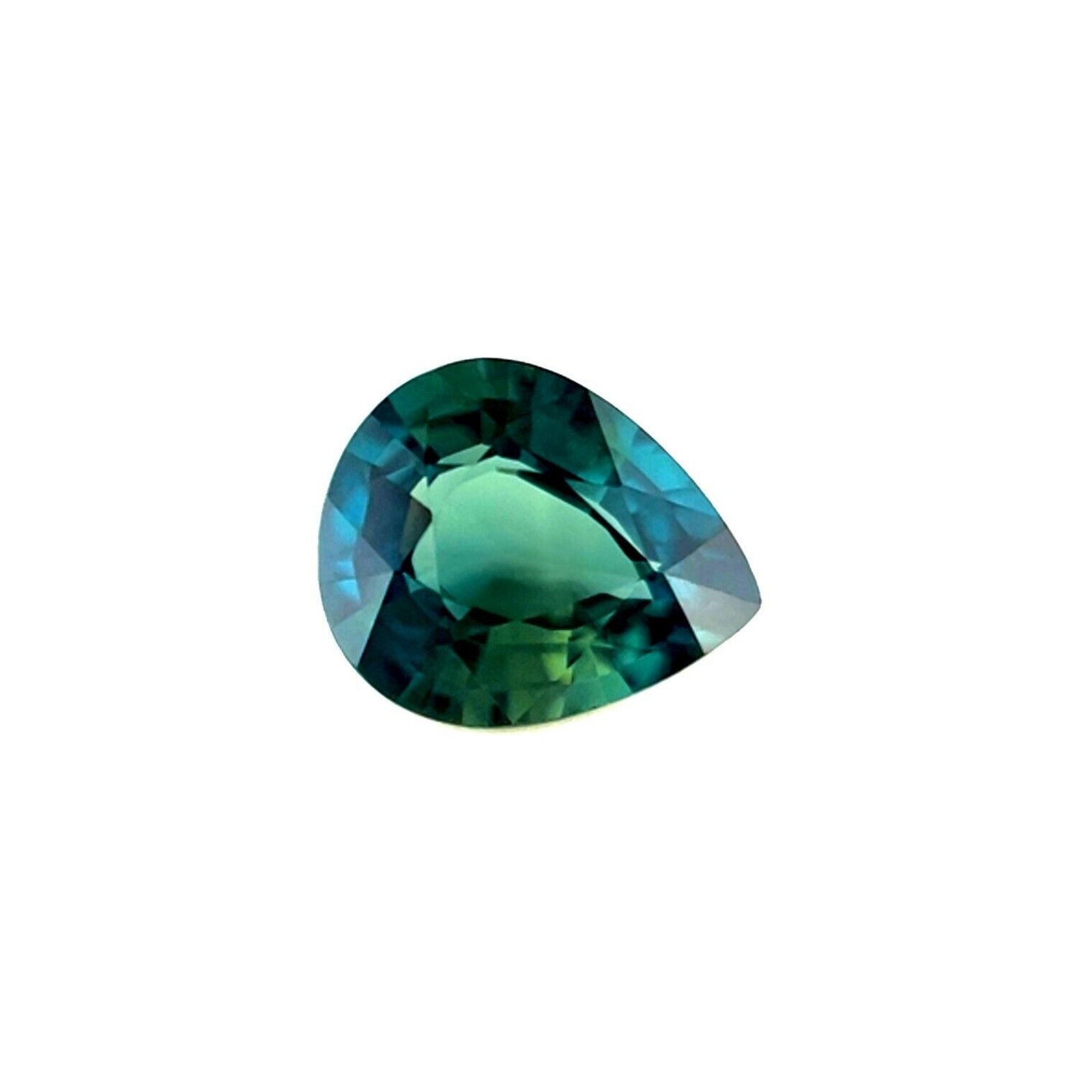 Gema de zafiro natural verde teal azulado talla pera sin tratar certificada por GIA de 1,30 ct