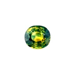 1.44ct Bi Colour Sapphire Gra Certified Cushion Cut Green Yellow Gem 6.5x5.8mm
