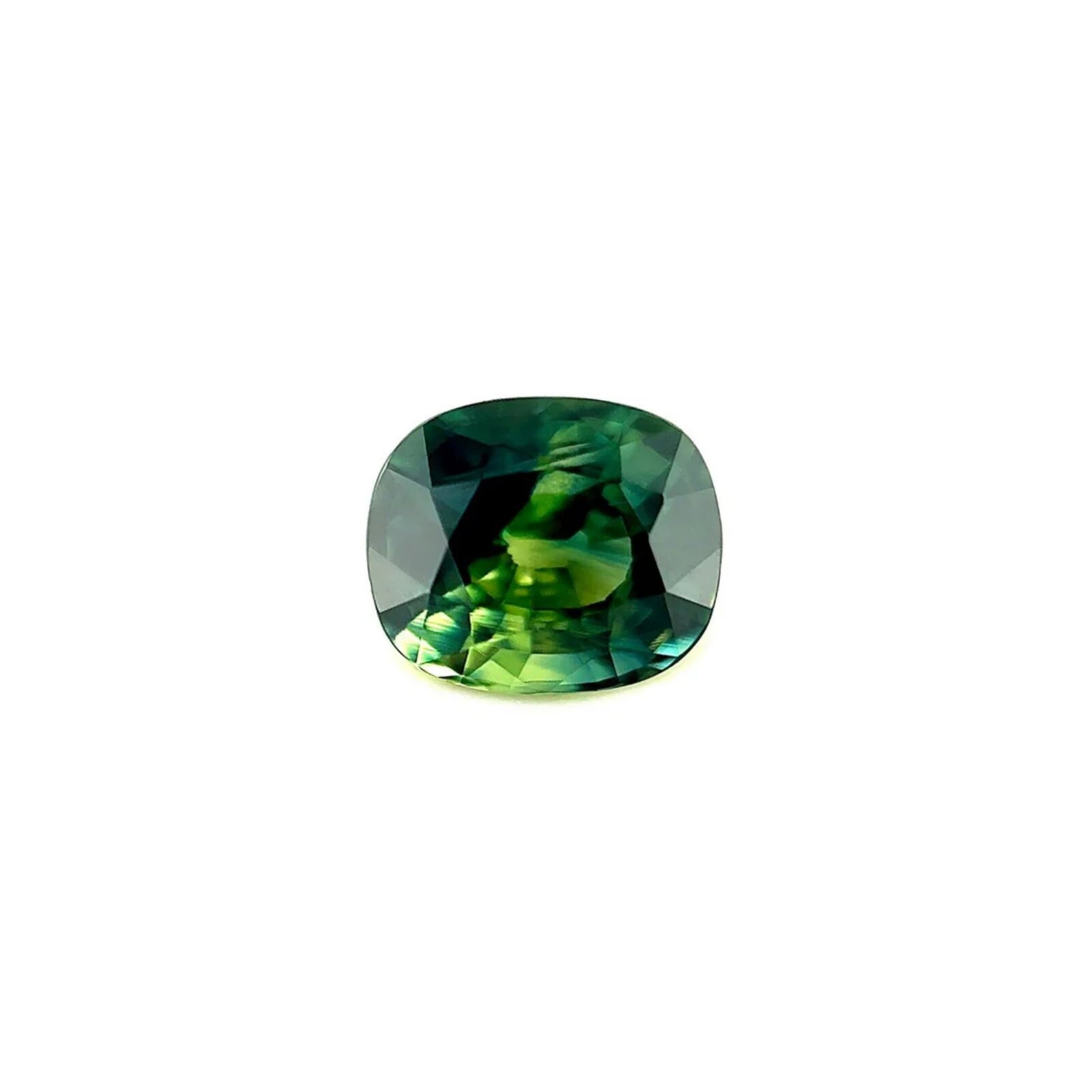 1.36ct Bi Colour Sapphire Unique Australian Blue Green Cushion Cut 6.6x5.6mm VS