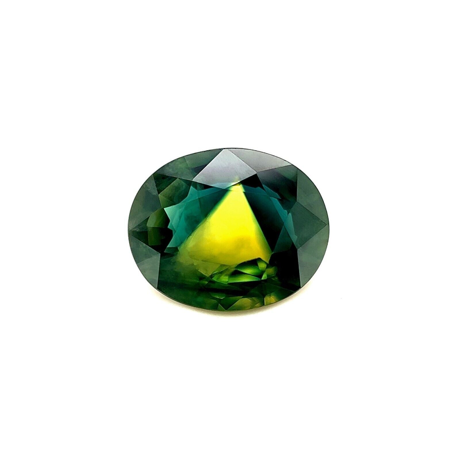 2,18ct Zafiro Bicolor Único Azul Amarillo Verde Gema Natural Ovalada 9,1x7,3mm en venta