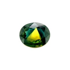 2.18ct Bi Colour Sapphire Unique Blue Yellow Green Oval Natural Gem 9.1x7.3mm