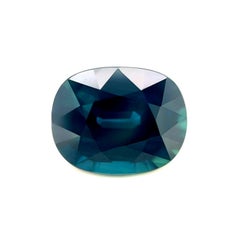 Natürlicher 3.20ct Deep Teal Blue Sapphire Gra Zertifiziert Kissenschliff Unbehandelt VVS