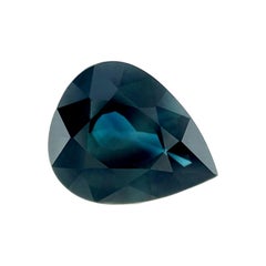 3.09ct Thai Sapphire Natural Pear Cut Gra Certified Deep Blue Teal 10.9x8.8mm