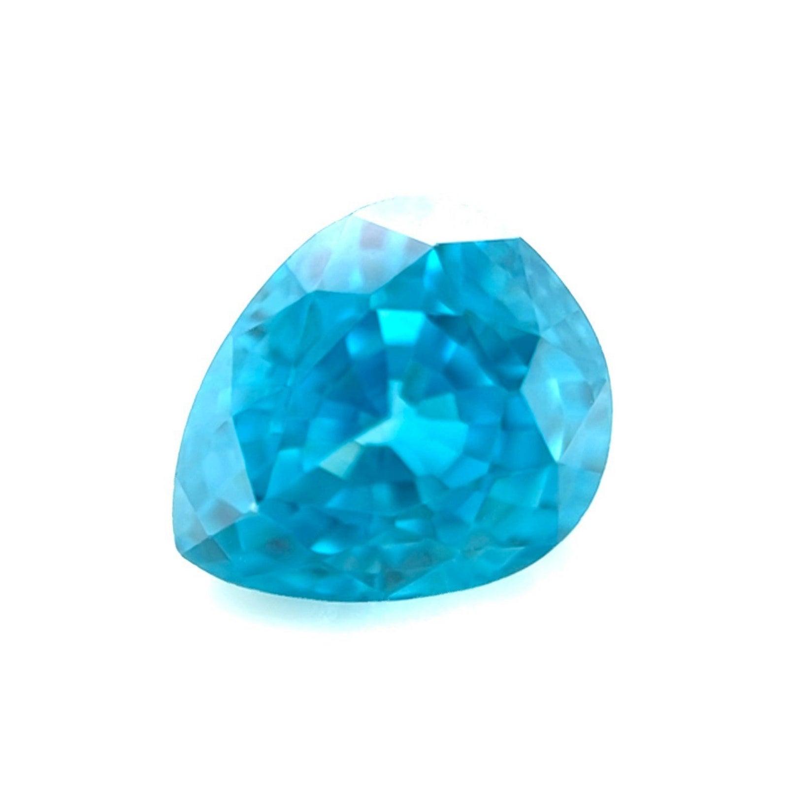 Nature 6.80ct Blue Zircon Vivid Neon Pear Teardrop Cut 10.3x8.7mm Rare Gem VVS