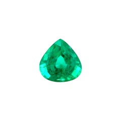 Natürlicher lebhaft grüner Smaragd 0,87ct Birne Teardrop Schliff 6,1 x 6,2x6,1mm Edelstein