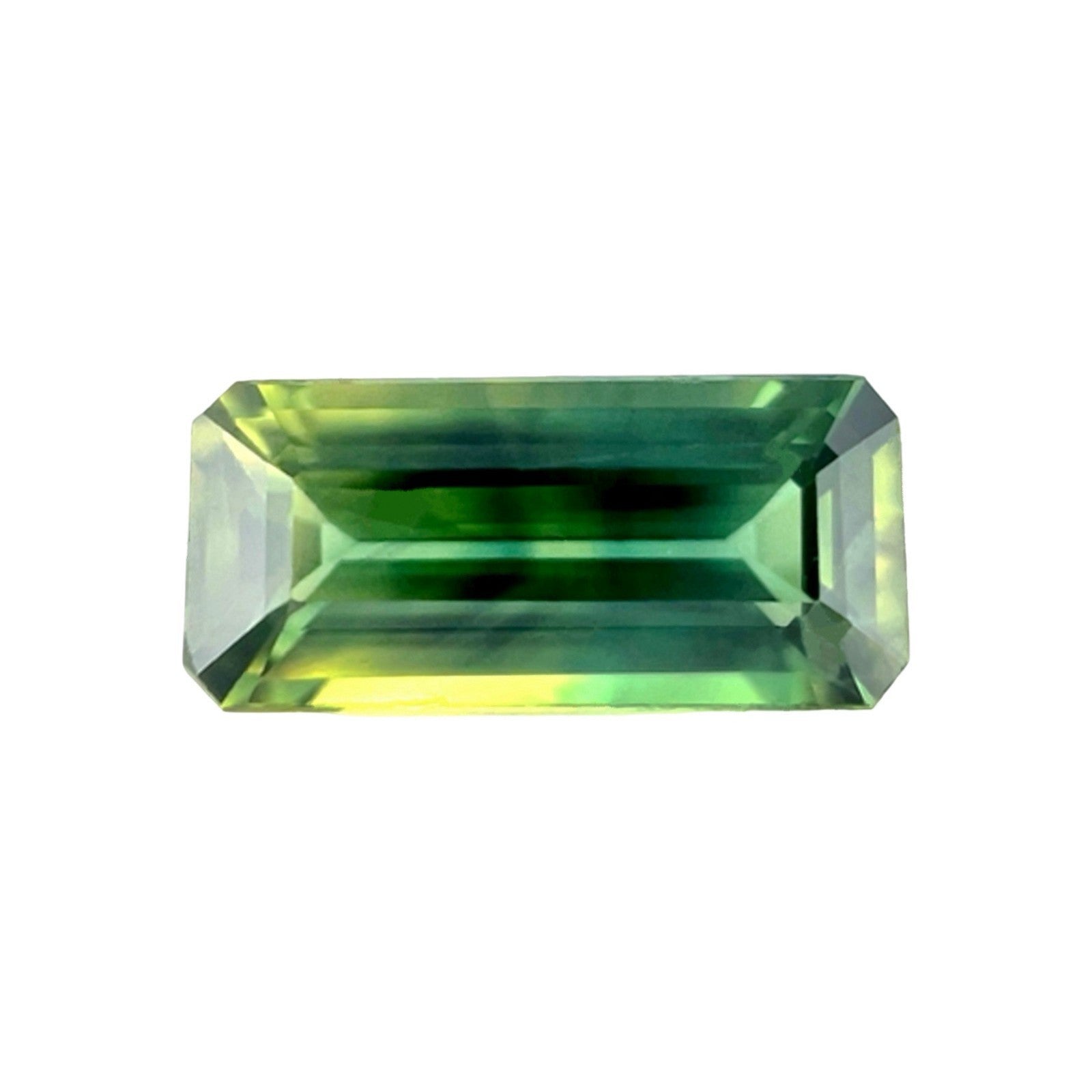 2.09ct Unique Parti Bi Colour Thai Sapphire Green Yellow Octagon Gem 10x5.5mm VS