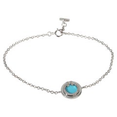 Tiffany & Co. White Gold Turquoise and Diamond Tiffany T Circle Bracelet