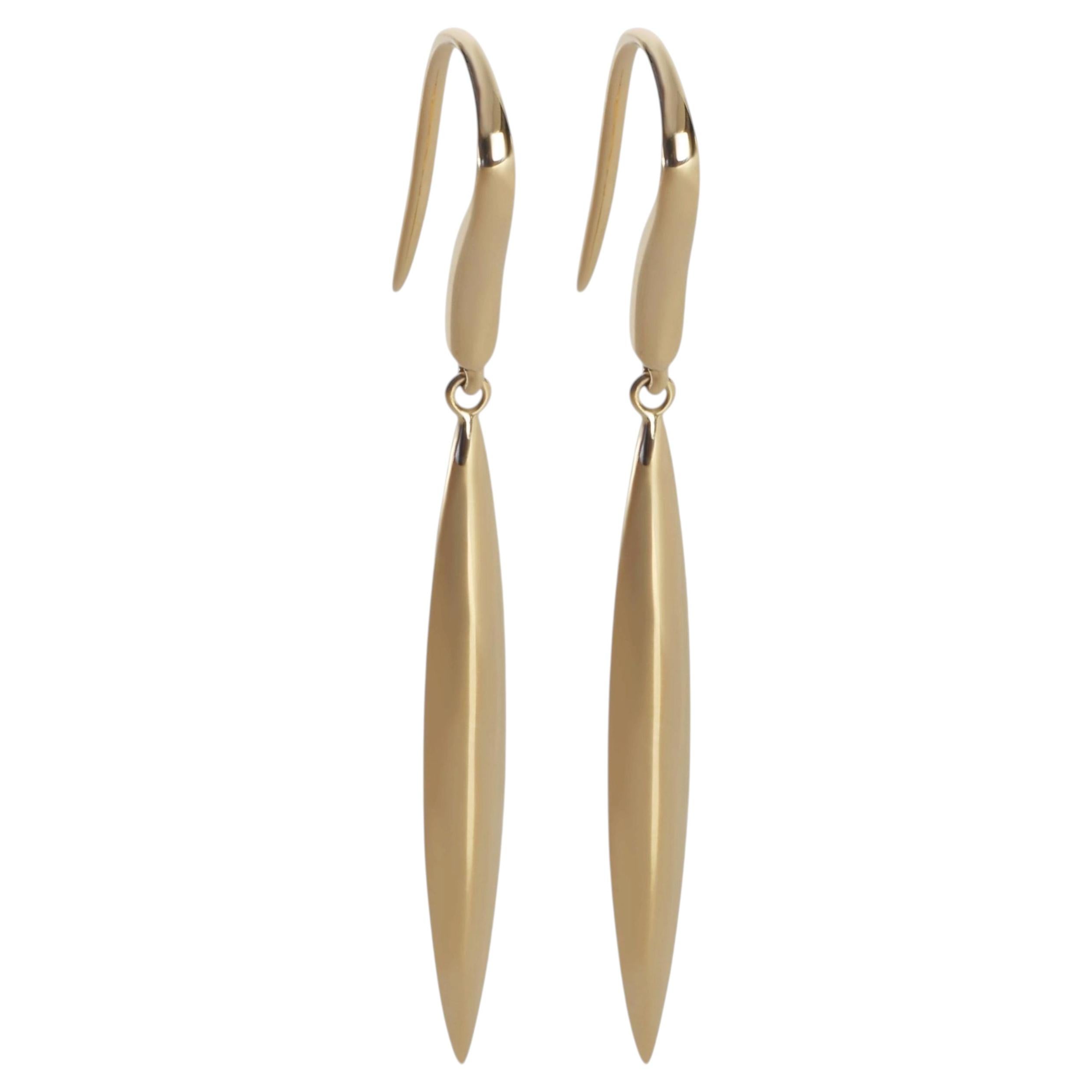 Tiffany & Co. Yellow Gold  Feather Drop Earrings For Sale