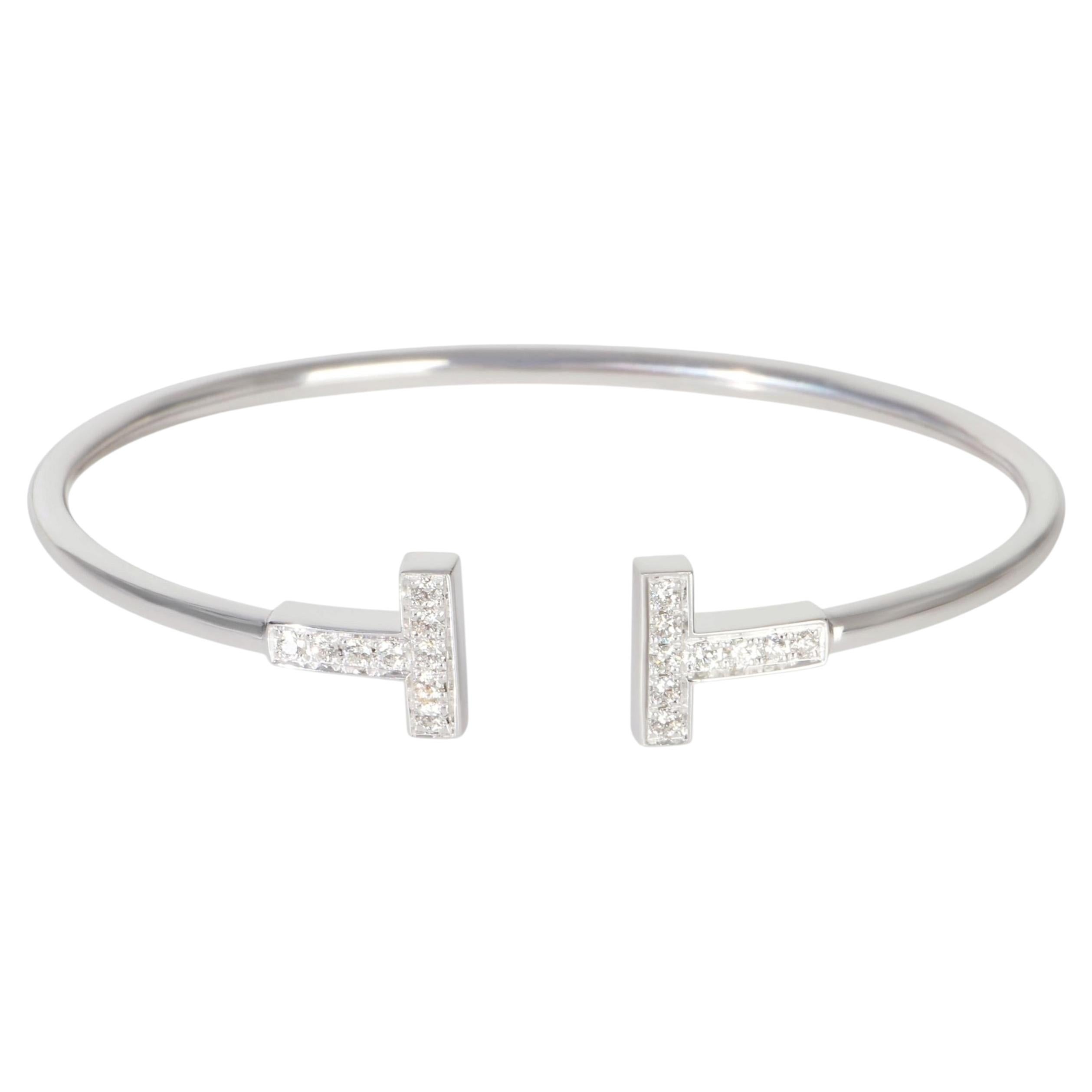 Tiffany & Co. White Gold Diamond Tiffany T Wire Bracelet