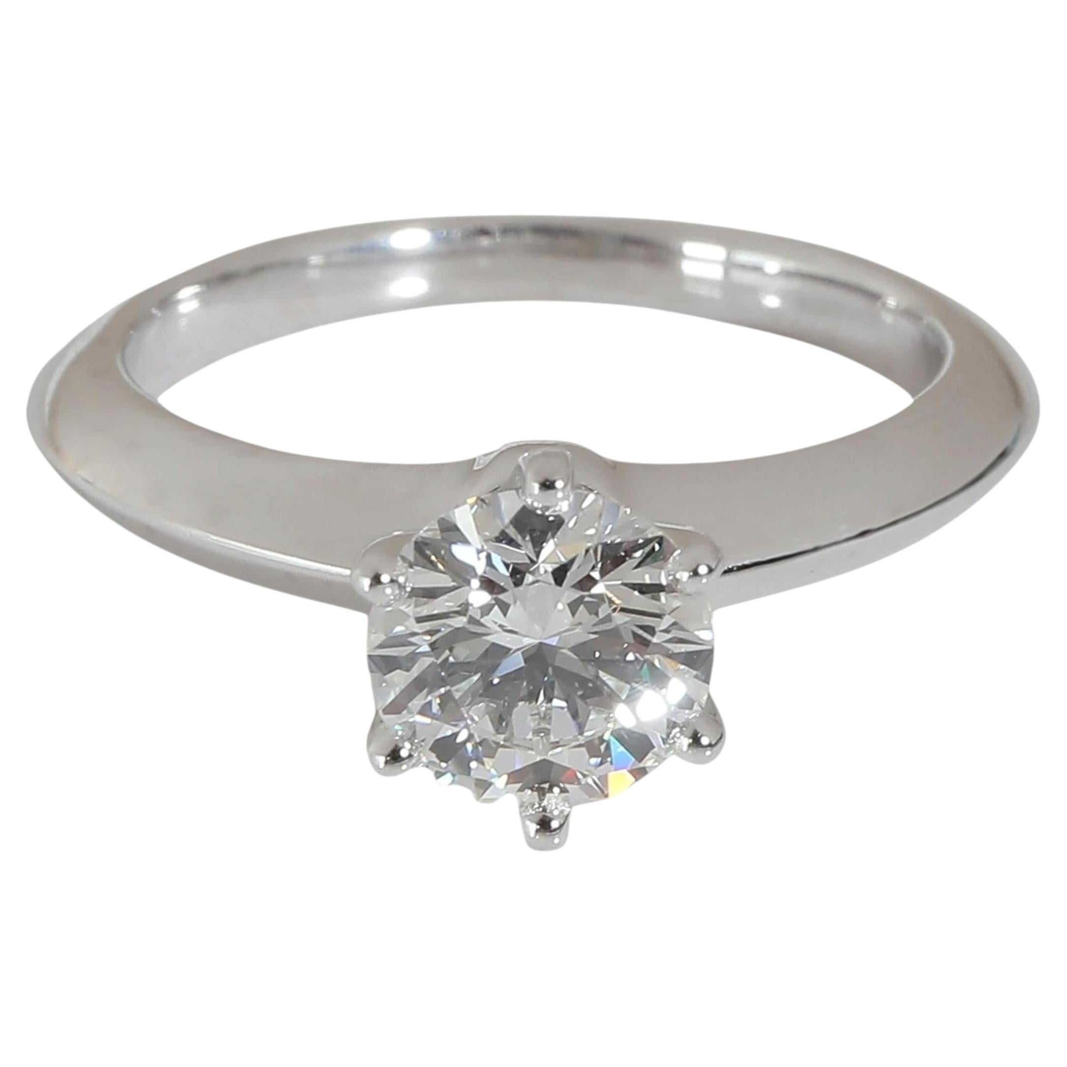 Tiffany & Co. Solitaire Diamond Engagement Ring in Platinum F VS1 0.9 CTW For Sale