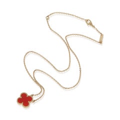 Van Cleef & Arpels Yellow Gold Carnelian Vintage Alhambra Pendant