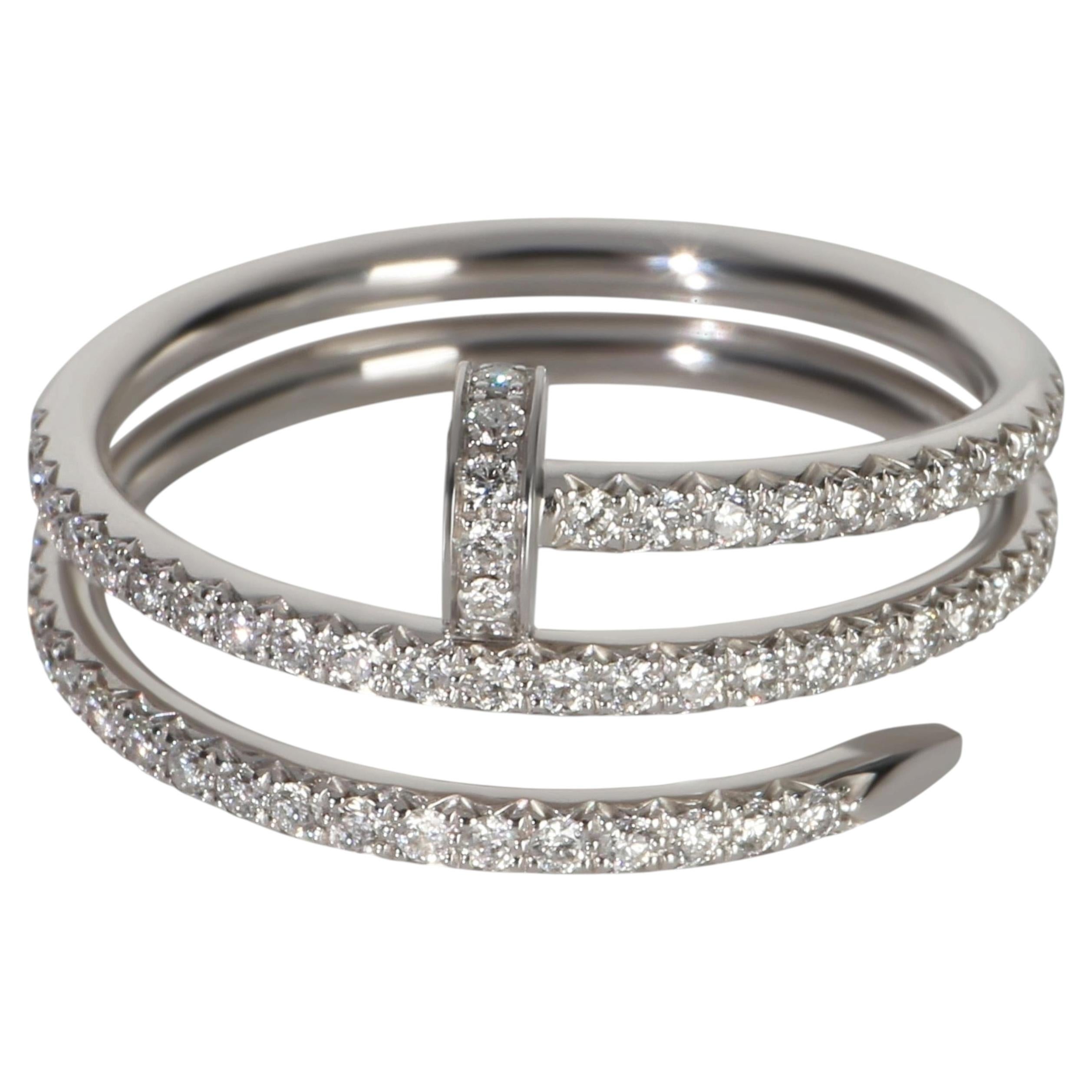 Cartier White Gold Diamond Small Model Double Juste Un Clou Ring For Sale