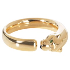 Cartier Yellow Gold Onyx and Tsavorite Small Model Panthere de Cartier Ring