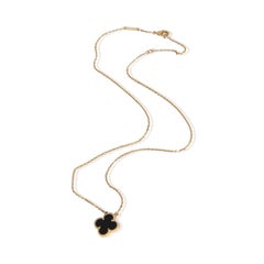 Van Cleef & Arpels Yellow Gold Onyx Vintage Alhambra Pendant
