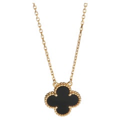 Van Cleef & Arpels Yellow Gold Onyx Vintage Alhambra Pendant