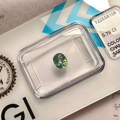 IGI Certified Colour Change Sapphire Green Blue Australian 0.79ct Oval Cut Gem