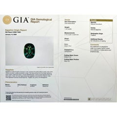 GIA Certified 1.45ct Untreated Thailand Sapphire Natural Green Blue Cushion Cut