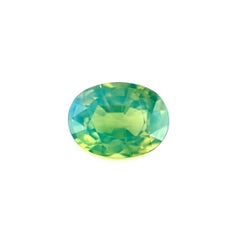 Unique 1.40ct GIA Certified Hazy Green Blue Yellow Sapphire Unheated Oval Cut