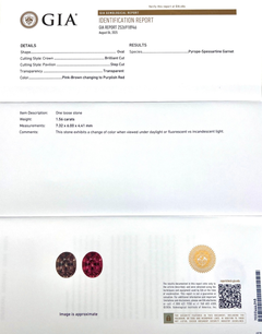 1.56ct Natural Colour Change Garnet GIA Certified Untreated Pyrope Spessartine