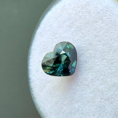 GIA Certified 1.57ct Deep Green Blue Sapphire Untreated Heart Cut Natural Gem