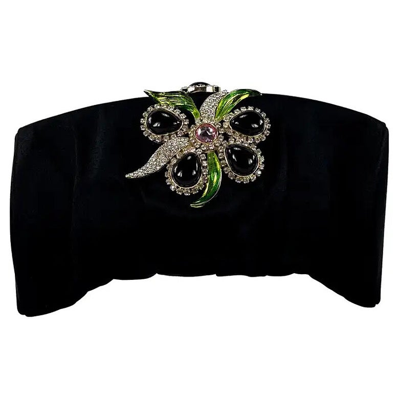 F/S 2004 Yves Saint Laurent by Tom Ford Clutch aus Seiden-Satin mit Strass und Blumenmuster